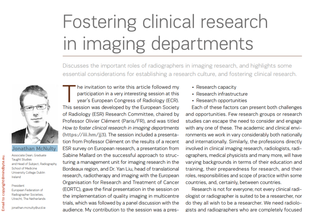 Fostering clinical research in imaging departments