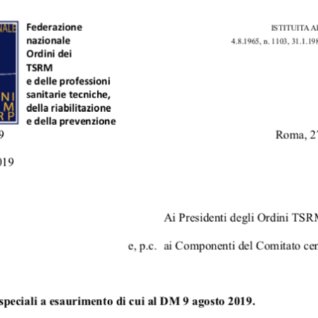 Elenchi speciali a esaurimento di cui al DM 9 agosto 2019