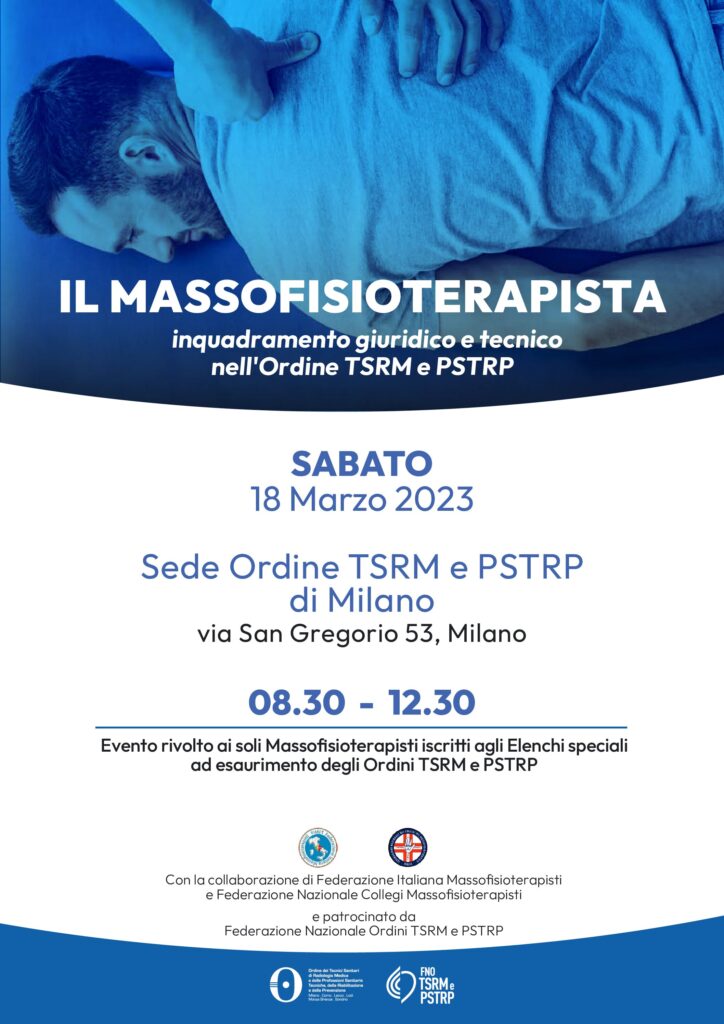Corso residenziale GRATUITO “Il Massofisioterapista. Inquadramento giuridico e tecnico nell’Ordine TSRM e PSTRP”